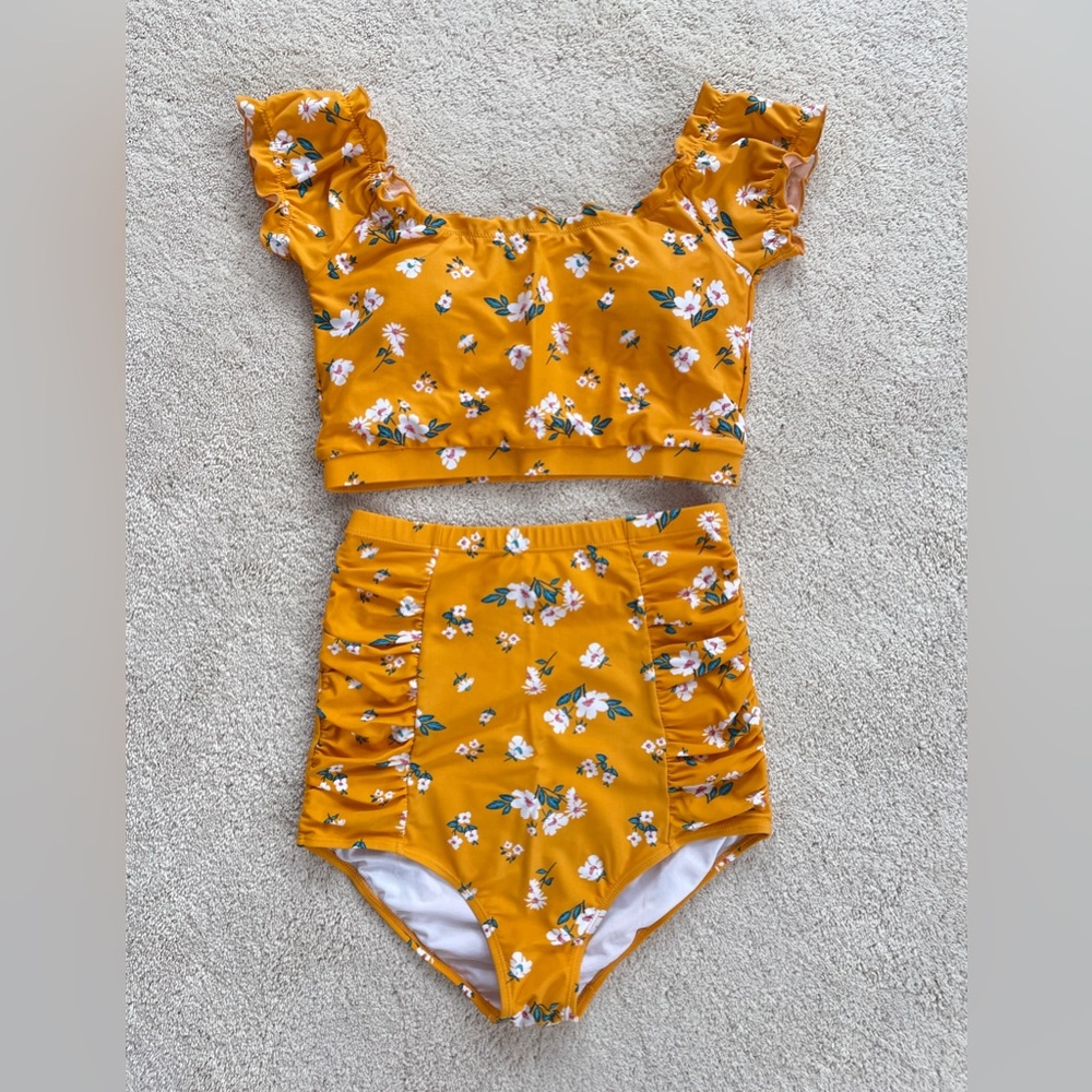Coral Reef / Manava Swim Swimsuit Mango Floral Yellow Sun Baked Bottoms Top